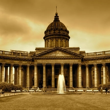 sepia, column, copula, fountain