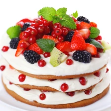 cake, whipped, cream, fruity