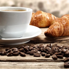 coffee, croissants, Cup, grains