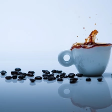 cup, splash, coffee, blue, grains