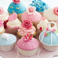 Muffins, ornamentation, decoration, cream