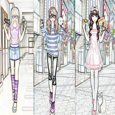 Girls, graphics, Draft, dressup