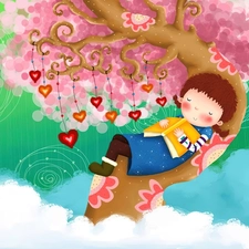 dream, Kid, trees