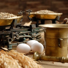 eggs, mortar, seed, weight, cereals
