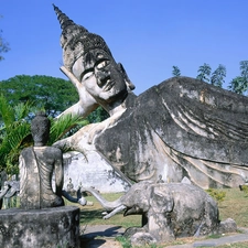 statues, stone, Elephant, Garden