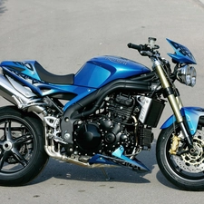 blue, caps, Engine, Triumph Speed Triple