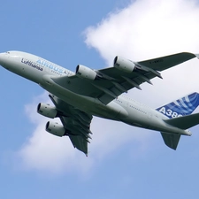 plane, Sky, Engines, Airbus A380