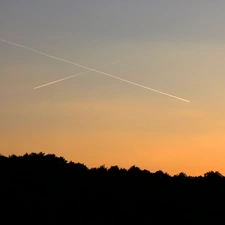 streaks, Sky, evening, Condensing