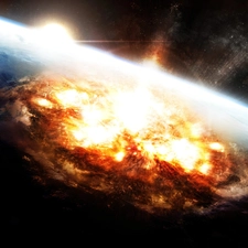 explosion, Planet, hit