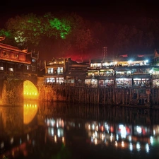 Feng Huang, China, Ancient, Town, Night