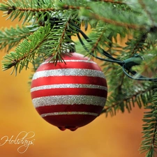 christmas tree, bauble, festively decorated, branch