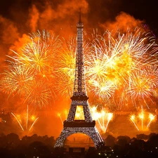 Eiffla Tower, Paris, France, fireworks