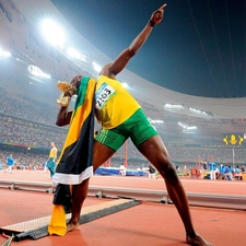 flag, Jamaica, athlete, Stadium, Usain Bolt