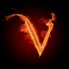 Flames, letter, V