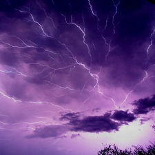 clouds, Lightning, flash, thunderbolt