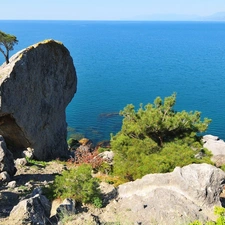 Flauta, sea, rocks