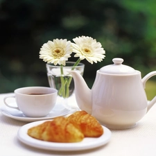 cup, jug, Flowers, tea