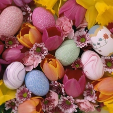 decoration, eggs, Flowers, Easter
