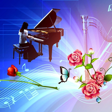 Flowers, Piano, harp