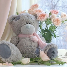 Plush, Chocolates, Flowers, teddy bear