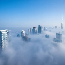 Fog, Dubaj, skyscraper