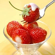 strawberries, fork