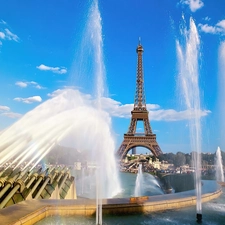 Paris, Eiflla, fountain, tower