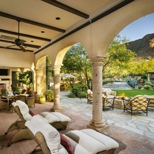 The hotel, mountains, Garden, terrace