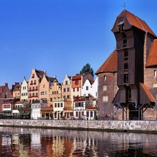 Gdańsk, Poland, apartment house, motlawa, crane