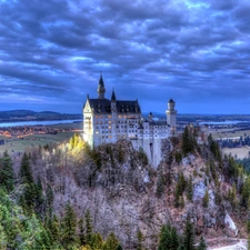 Castle, panorama, Germany, Neuschwanstein