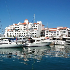 port, Houses, Gibraltar, Yachts