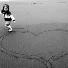 girl, Heart, Sand