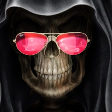 Glasses, skull, Pink