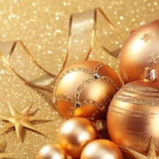 decor, baubles, Gold, Christmas