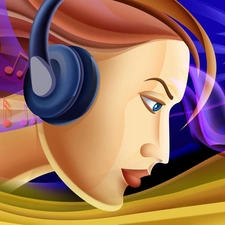 Women, Tunes, graphics, HEADPHONES