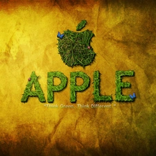 Apple, text, grass, logo