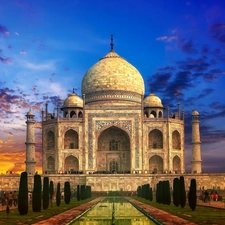 india, @, Great Sunsets, Garden, palace, Agra