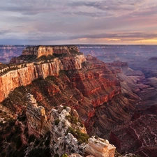 rocks, Grand Canyon, Great Sunsets