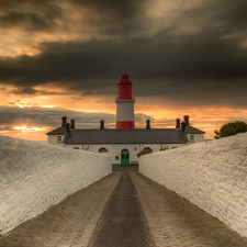 Lighthouses, wall, Great Sunsets, Way