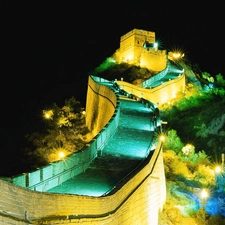 Night, lanterns, Great Chinese Wall