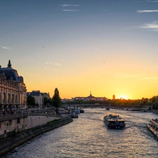 Paris, River, Great Sunsets, France