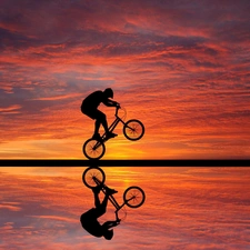 reflection, Bike, Great Sunsets