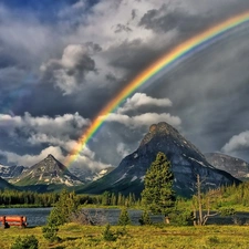 River, Mountains, Great Rainbows