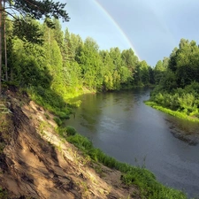 River, scarp, Great Rainbows, forest