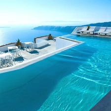 sea, santorini, Greece, Pool