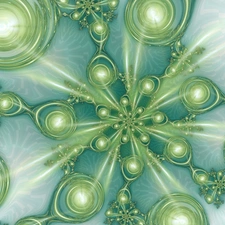 green ones, bubbles, abstraction, Fraktal, graphics