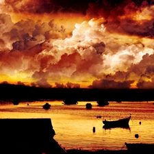 boats, Great Sunsets, Gulf