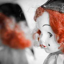 doll, red head, Hair, Pierrot