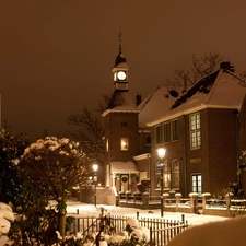 Lansink, winter, Netherlands, City at Night, Hengelo, Hotel hall