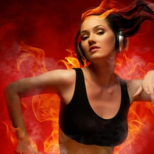 Big Fire, girl, HEADPHONES